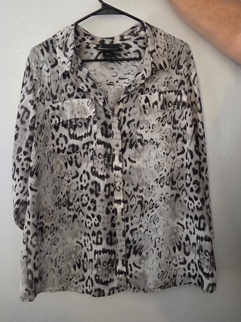 Lane Bryant Black and White Printed Top